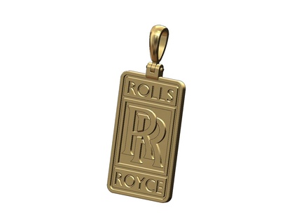 rolls royce gold bar pendant bail 3d print model jewelry printable logo sign silver necklace jewellery luxury swag hiphop bling emblem 3d print model - Mito3D