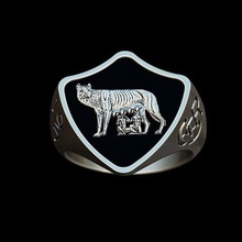 roma vintage ring jewelry men silver rome roman calcio soccer football ucl 3d print model - Mito3D