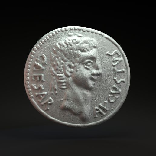 romano moeda imperador augusto arte dinheiro Tesouro antigo Antiguidade imprimível banco esculturas 3D print model - Mito3D