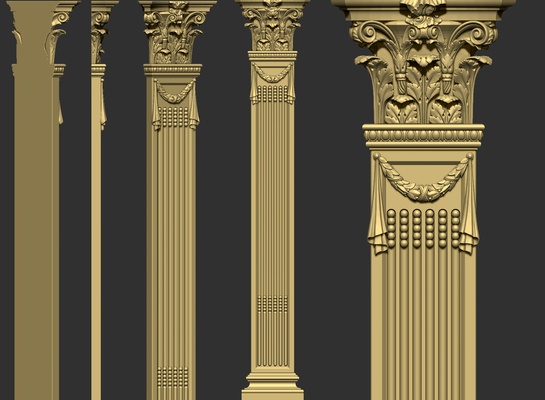römisch säule of sammlung 90 stücke 3d modell klassisch säulen dekoration dekor architektonisch geschnitzt möbel ornament uralt antiquität mauer griechisch kunst dekorativ cnc 3d print model - Mito3D