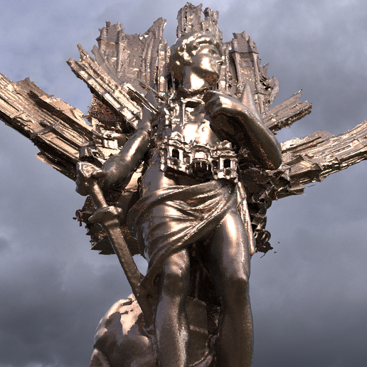 roman god mars wide wings 4 gold golden sculpture emperor hall zeus snake staff architectural character rome fantasy other angel stone art 3D print model - Mito3D