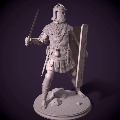 romano legionário triarii pre supported guerreiro escudo imprimível soldado escultura miniatura histórico personagem capacete arma armaduras miniaturas estatuetas 3d print model - Mito3D