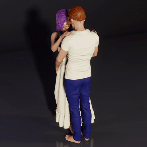 romantic couple art valentines love tender embrace cuddle hug 3D print model - Mito3D