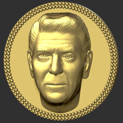 ronald reagan medallion pendant 3d printing ready stl obj jewelry john fitzgerald kennedy jfk bust president politics politician relief sculpture famous roosevelt nixon trump obama clinton 3D print model - Mito3D