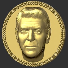 ronald Reagan medalhão pingente 3d impressão pronto stl obj joalheria John Fitzgerald Kennedy JFK fracasso Presidente política político alívio escultura famoso 3d print model - Mito3D