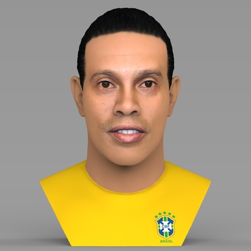 ronaldinho busto pronto completa cor de impressão 3d a arte ronaldo nazário do brasil futebol o real madrid fc barcelona messi cristiano cr7 neymar zidane mbappe manchester united liverpool copa mundo champions league 3D print model - Mito3D