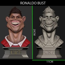 ronaldo busto art padory de fútbol juego esculturas cabeza humanos messi 3d print model - Mito3D