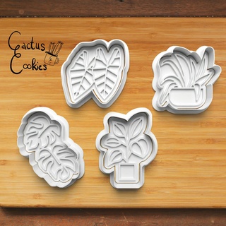 room plants cookie cutter set 0332 Home present gift love christmas xmas baking fondant clay anniversary birthday with stamp polymer embosser commercial license patreon monstera flower pot succulent leaf floral 3d print model - Mito3D