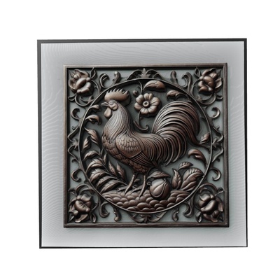 gallo animale sollievo arte animali yeggi mito3d fallimento google ciondoli medaglione animal relief wall art parete 3d print model - Mito3D