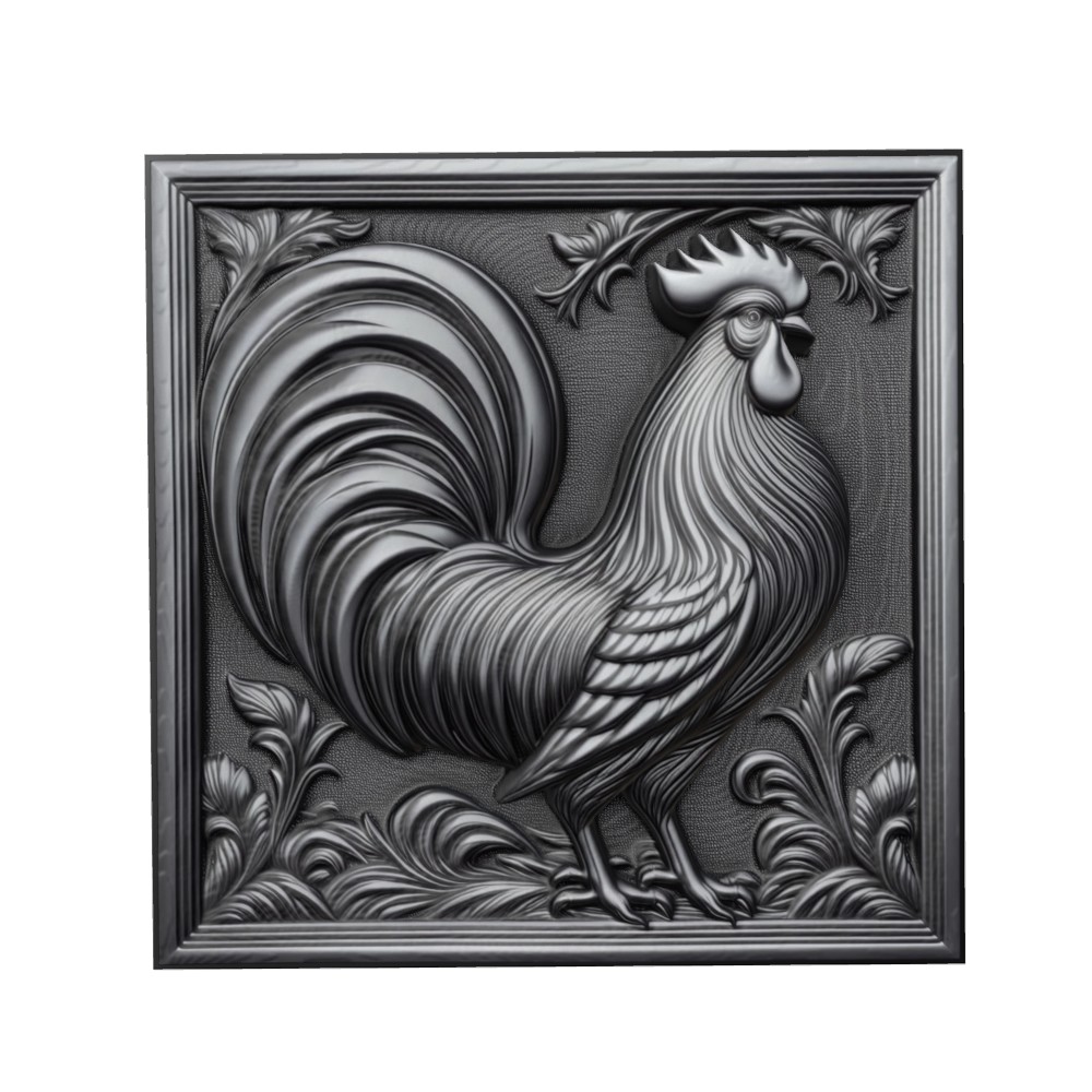 gallo animale sollievo arte animali yeggi mito3d fallimento google ciondoli medaglione animal relief wall art parete 3D print model - Mito3D