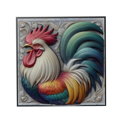 gallo animale sollievo arte animali yeggi mito3d fallimento google ciondoli medaglione animal relief wall art parete 3d print model - Mito3D