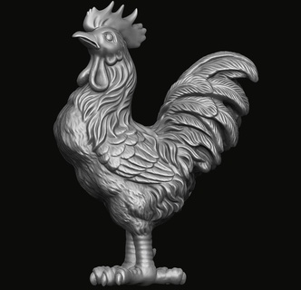 rooster statue 3d print model Art ram animal pendant sculpture medallion jewelry relief bas carve 3d print model - Mito3D