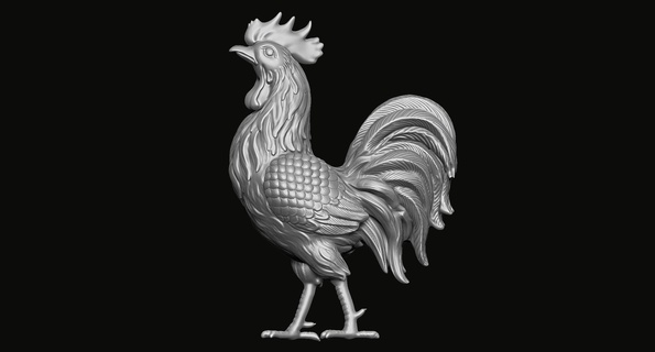 rooster statue 3d print model Jewelry animal pendant sculpture medallion jewelry relief carve art antique sculptures feathers 3d print model - Mito3D