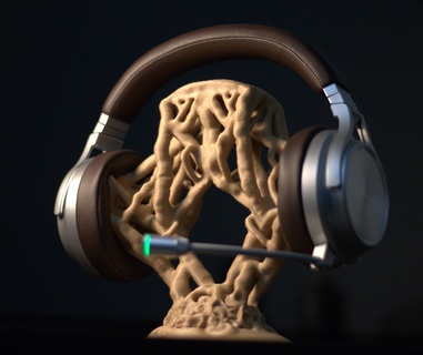 Wurzeln Kopfhörer Stand Gadget Audio Gaming Headset Holz Unterstützung Halter 3d print model - Mito3D