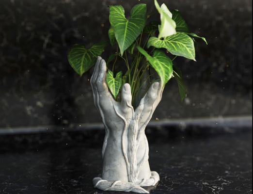 raízes mãos vaso plantador flor panela corpo flores clássico anatomia arte 3d print model - Mito3D