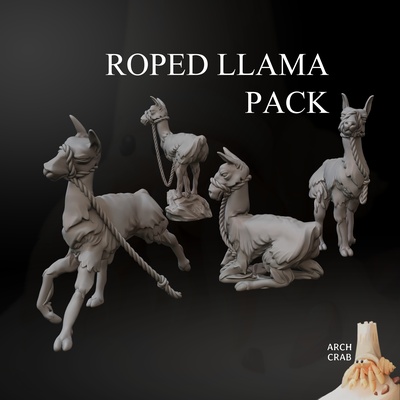 roped llama pack art animal aztec cute mayan rpg running wargaming wild companion sitting stylized wargame rope inca furry alpaca npc llamas 3d print model - Mito3D
