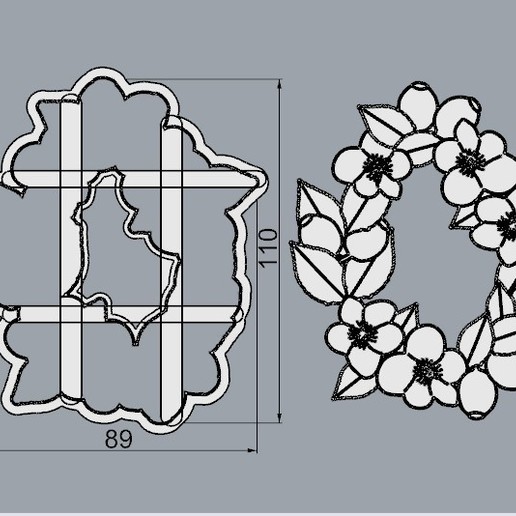 rosca navide di natale diverso a casa cracker cutter la ceramica porcellana fondant cioccolato taglio cookie thread rim anello ornamento corona 3D print model - Mito3D