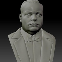 roscoe arbuckle 3d bust actor cinema movie film black and white mute hollywood print chaplin charlie 19th century 20th history old controversy comedy comic comedian 3d print model - Mito3D