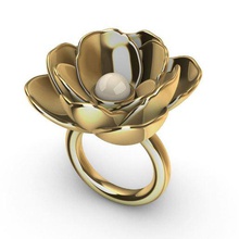 rose Schmuck pearl cocktail Blume ring 3d print model - Mito3D
