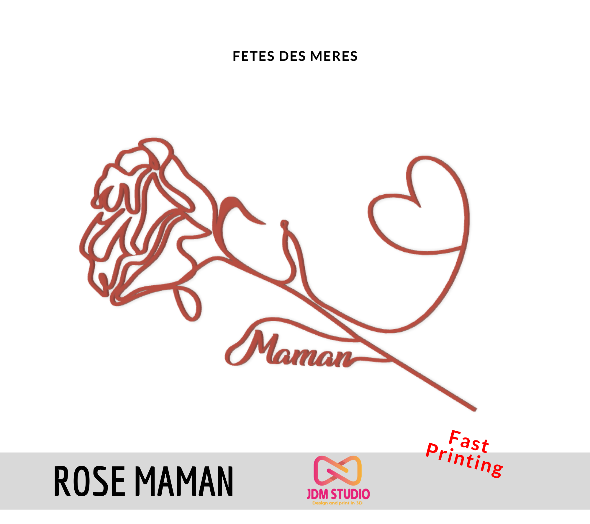 Rose Mama v2023 Rosa 2023 Blume 3D print model - Mito3D