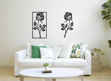 rose - wall art decor decoration home line ornament 2d 2dart wallart wall2d flower 3d print model - Mito3D