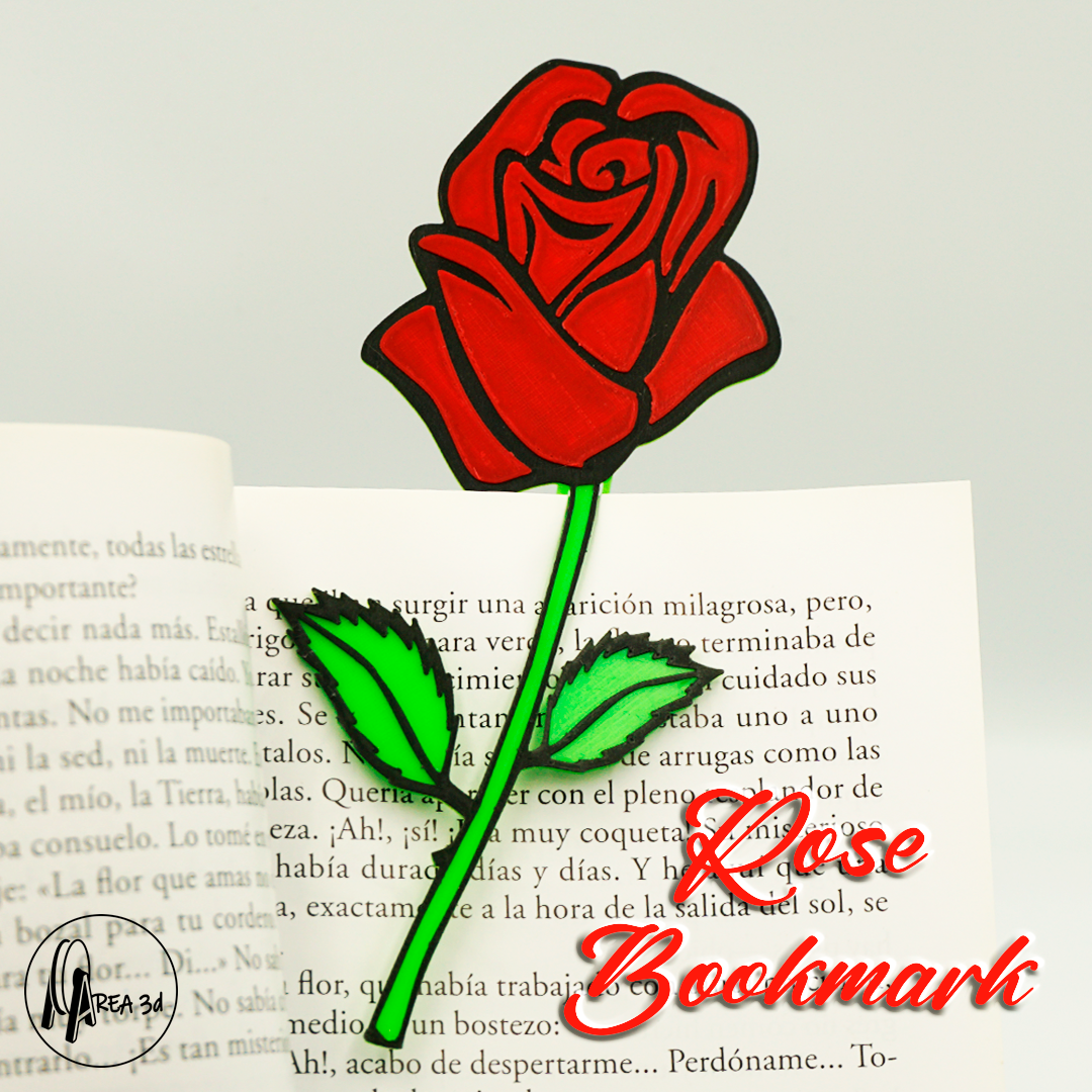 rose bookmark book gift momsday 3D print model - Mito3D