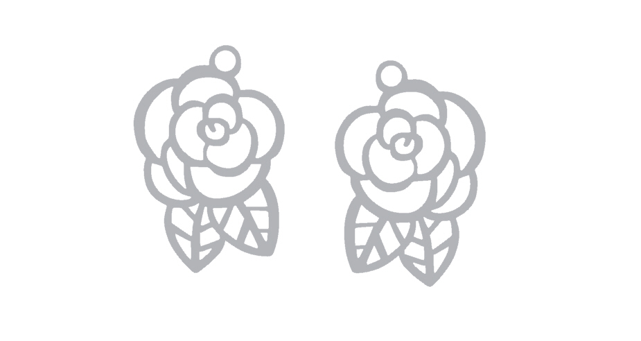 Rose boucles d'oreilles pendentif 2d décor art porte clés emblème logo accessoire bijoux cadeau saint Valentin l'amour 3D print model - Mito3D