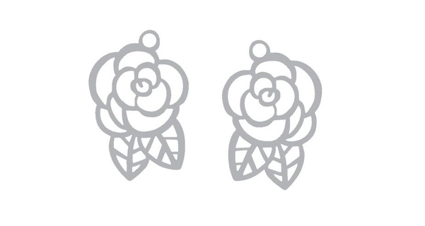 rose earrings pendant 2d decor art keychain emblem logo accessory jewelry gift saintvalentine love 3d print model - Mito3D