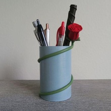 rose flower wrapped pencil holder office supplies decoration unique flowers desk organizer 3d print model - Mito3D