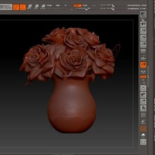 Rosa flores hojas hoja high poly printable model Arte 3d print model - Mito3D