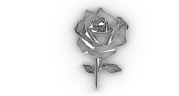 rose geometric decoration decor 2d interior design art nerd keychain emblem pendant logo accessory thorn plant flower 3d print model - Mito3D