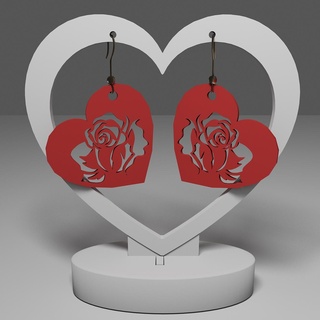 Rose Herz Ohrringe Ohrring Dekoration Valentinstag Blume Mutter Geschenk elegant Liebe 3d print model - Mito3D