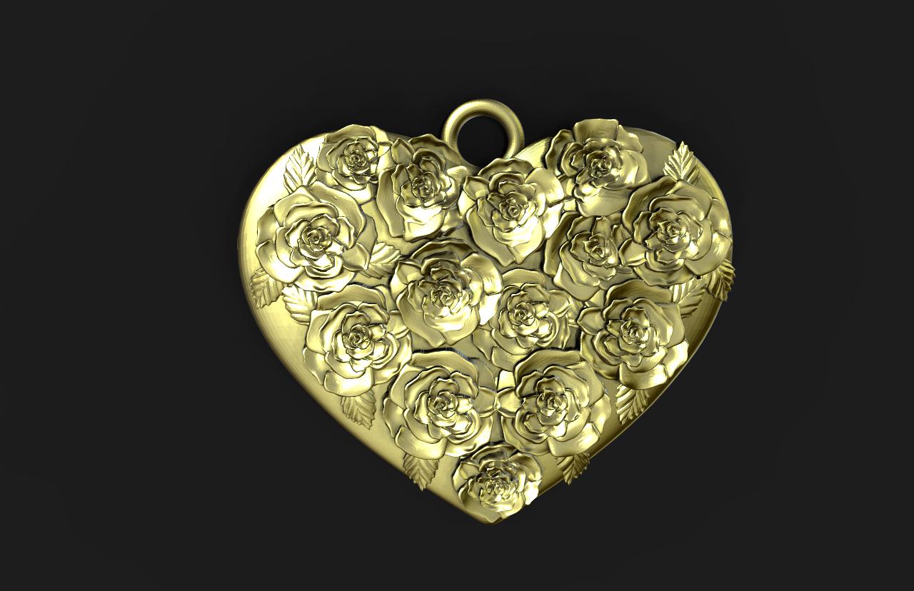 rose heart pendant jewelry jewel 3D print model - Mito3D