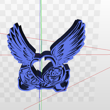 rose heart wings roses name plate banner tattoo valentines day 3d print model - Mito3D