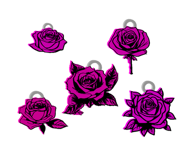 rose keychain bundle set earrings necklace 3d print model - Mito3D
