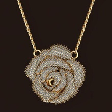 Rose pendentif or argent bijoux mode diamant matrice 3dm 3d impression l'amour modifiable imprimable Valentin gemme 3d print model - Mito3D