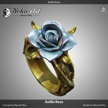 rose ring jewelry gift jewel silver gold flower pink 3d print model - Mito3D