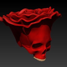 rose skull art flower bust 3d print model - Mito3D
