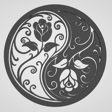 rose yin yang art sticker design 3d print model - Mito3D