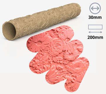 Rose fiori struttura rullo argilla 200mm 30mm polimero orecchini taglierina Natale cosplay botanico 3d print model - Mito3D