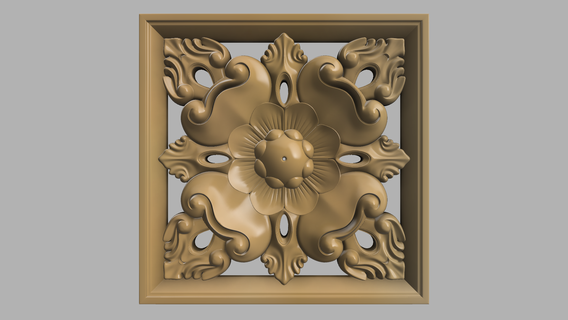 rosette wood carving cnc 3d print resin mold decor decoration decorative furniture polyster 3d print model - Mito3D