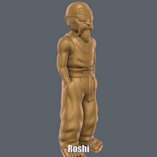 Roshi facile impression soutien art anime dessin animé muet tortue figure modèle sculpture support dbz manche dragon Balle 3D print model - Mito3D