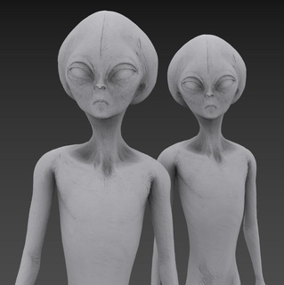 Roswell alienígenas estrangeiro ufo espaço miniatura scifi cinzento legal popular criatura esculpir 3d print model - Mito3D