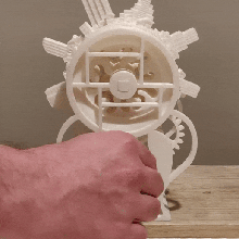 rotating city architecture automata sculpture halotbuilding mechanical mechanism gears gear 3d print model - Mito3D