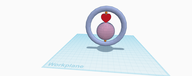 rotating heart pendant holiday valentines toy spin rotate ball spacers connecting love special february 3d print model - Mito3D
