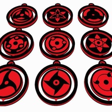 rotierend Sharingans Spiel Naruto Sharingan Schlüssel Ringe Schlüsselbund 3d print model - Mito3D