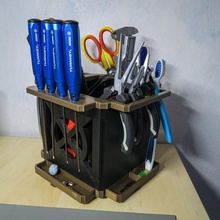 rotating tool caddy gadget box storage organiser holder 3d print model - Mito3D
