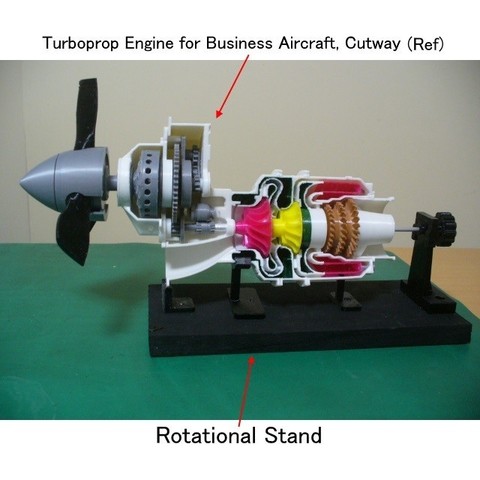 rotação stand turbo hélice do motor em corte ferramenta motor a jato aeronaves comerciais livre turbina 3D print model - Mito3D