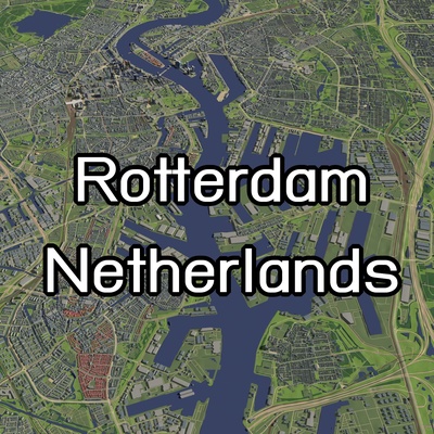 rotterdam países baixos cidade urbano mapa rio construção casa terreno porto doca porta terra habitação estrada rua arranha céu 3d print model - Mito3D