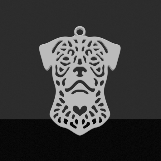 rottweiler pendant jewelry chain dog 3D print model - Mito3D